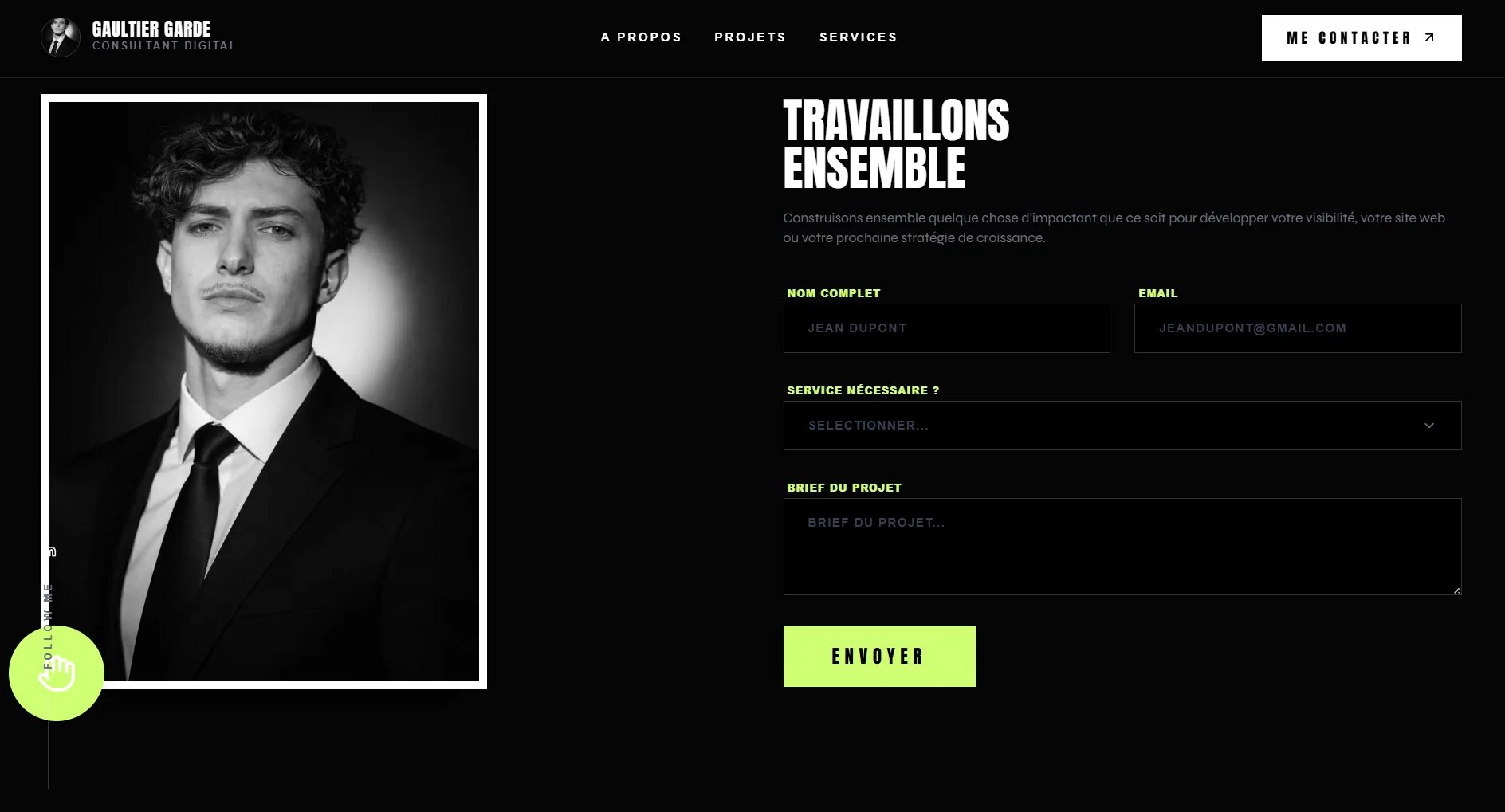 Formulaire de contact optimisé conversion avec tracking UTM sur le site Gaultier Garde