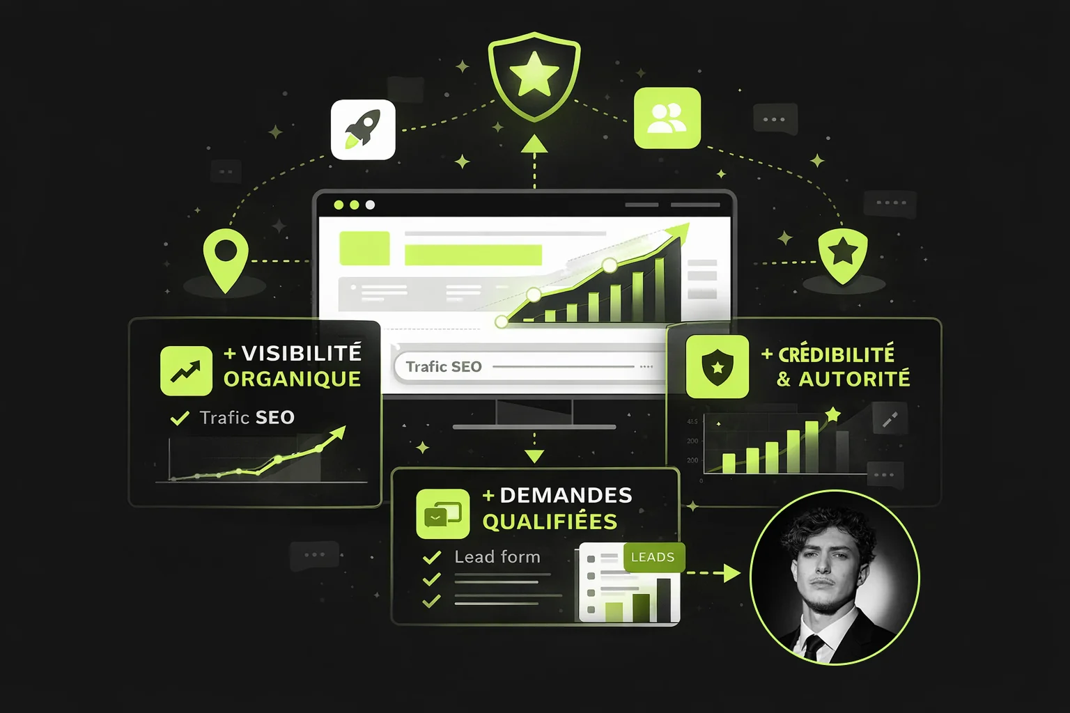 Résultats SEO obtenus pour le site de Gaultier Garde quelques semaines après la mise en ligne