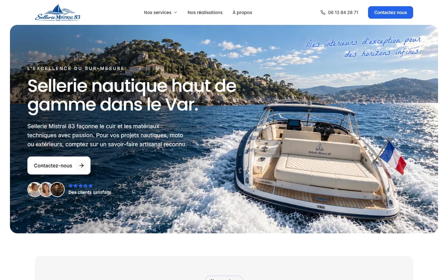 Site vitrine pour Sellerie Mistral 83 - Sellerie sur mesure dans le Var